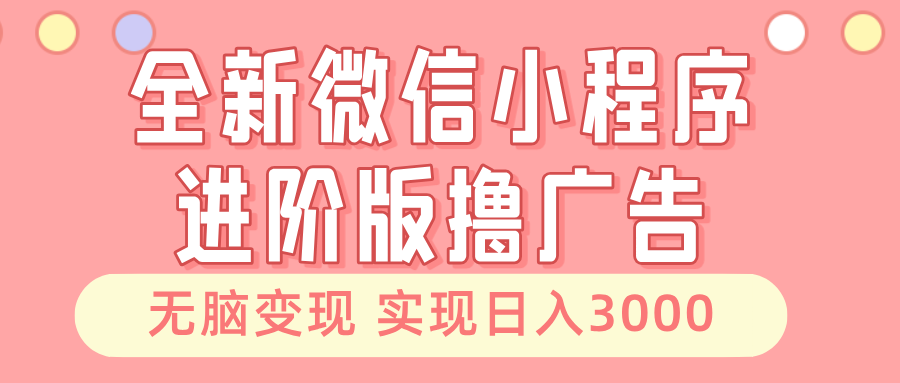 （13197期）全新微信小程序进阶版撸广告 无脑变现睡后也有收入 日入3000＋_生财有道创业项目网-资源-项目-副业-兼职-创业-大叔的库-大叔的库