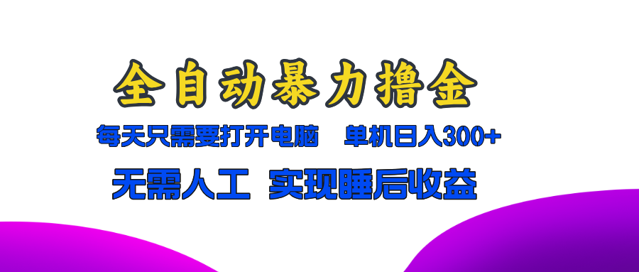 （13186期）全自动暴力撸金，只需要打开电脑，单机日入300+无需人工，实现睡后收益_生财有道创业项目网-资源-项目-副业-兼职-创业-大叔的库-大叔的库