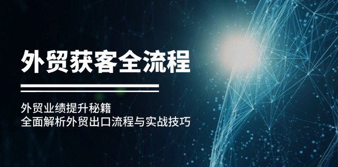 （12982期）外贸获客全流程：外贸业绩提升秘籍：全面解析外贸出口流程与实战技巧_生财有道创业项目网-资源-项目-副业-兼职-创业-大叔的库-大叔的库