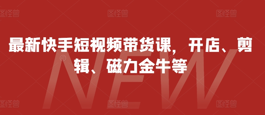 最新快手短视频带货课，开店、剪辑、磁力金牛等_生财有道创业网-资源-项目-副业-兼职-创业-大叔的库-大叔的库