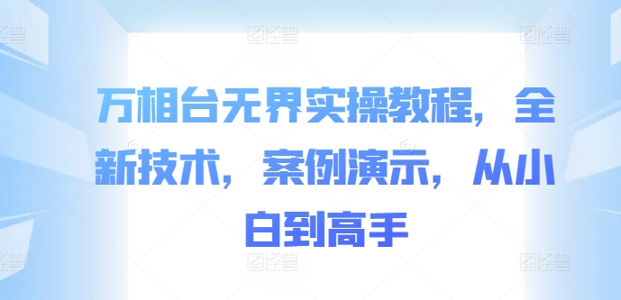 万相台无界实操教程，全新技术，案例演示，从小白到高手——生财有道创业项目网-资源-项目-副业-兼职-创业-大叔的库-大叔的库