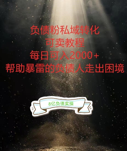 负债粉掘金计划，帮助负债者解决问题，债务规划，债务重组，最好的变现方式【揭秘】——生财有道创业网-资源-项目-副业-兼职-创业-大叔的库-大叔的库
