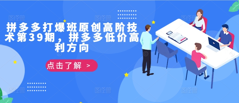 拼多多打爆班原创高阶技术第39期，拼多多低价高利方向——生财有道创业项目网-资源-项目-副业-兼职-创业-大叔的库-大叔的库