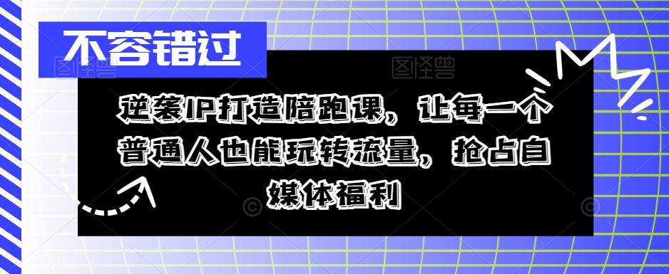 逆袭IP打造陪跑课，让每一个普通人也能玩转流量，抢占自媒体福利——生财有道创业网-资源-项目-副业-兼职-创业-大叔的库-大叔的库