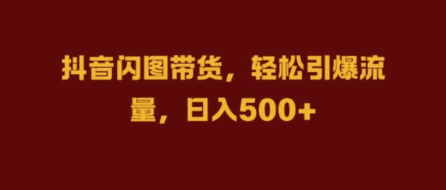 抖音闪图带货，轻松引爆流量，日入几张【揭秘】——生财有道创业项目网-资源-项目-副业-兼职-创业-大叔的库-大叔的库