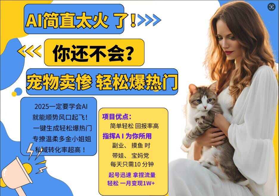 小红书AI宠物卖惨打工项目，一键生成轻松爆热门，专撩温柔多金小姐姐，私域转化率超高——生财有道创业项目网-资源-项目-副业-兼职-创业-大叔的库-大叔的库