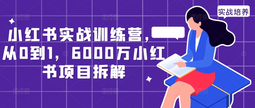小红书实战训练营，从0到1，6000万小红书项目拆解——生财有道创业项目网-资源-项目-副业-兼职-创业-大叔的库-大叔的库