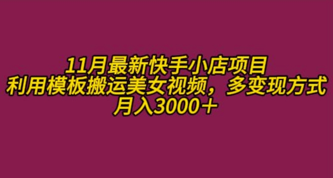 11月K总部落快手小店情趣男粉项目，利用模板搬运美女视频，多变现方式月入3000+_生财有道创业网-资源-项目-副业-兼职-创业-大叔的库-大叔的库