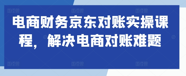 电商财务京东对账实操课程，解决电商对账难题——生财有道创业项目网-资源-项目-副业-兼职-创业-大叔的库-大叔的库