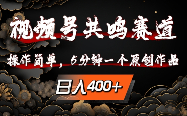 视频号共鸣赛道，操作简单，5分钟1个原创作品，日入几张【揭秘】——生财有道创业网-资源-项目-副业-兼职-创业-大叔的库-大叔的库
