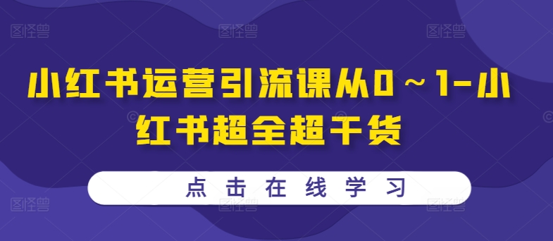 小红书运营引流课从0～1-小红书超全超干货——生财有道创业项目网-资源-项目-副业-兼职-创业-大叔的库-大叔的库