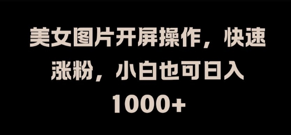 美女图片开屏操作，快速涨粉，小白也可日入1k【揭秘】——生财有道创业网-资源-项目-副业-兼职-创业-大叔的库-大叔的库
