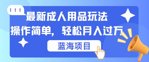 最新成人用品项目玩法，操作简单，动动手，轻松日入几张【揭秘】——生财有道创业网-资源-项目-副业-兼职-创业-大叔的库-大叔的库