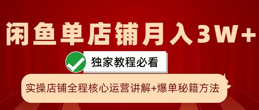 闲鱼单店铺月入3W+实操展示，爆单核心秘籍，一学就会【揭秘】——生财有道创业项目网-资源-项目-副业-兼职-创业-大叔的库-大叔的库