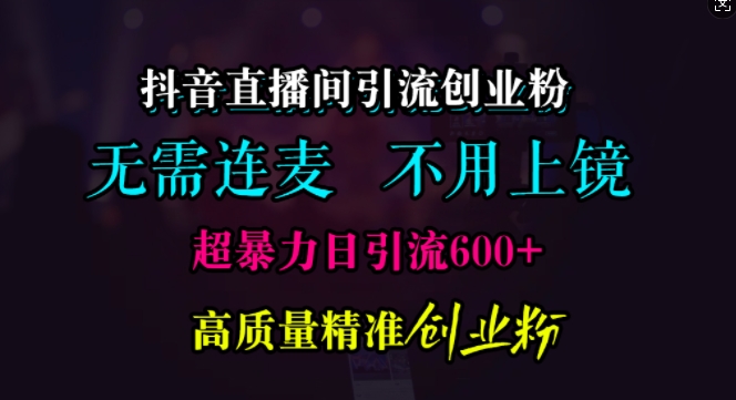 抖音直播间引流创业粉，无需连麦、无需上镜，超暴力日引流600+高质量精准创业粉【揭秘】_生财有道创业网-资源-项目-副业-兼职-创业-大叔的库-大叔的库