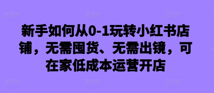 新手如何从0-1玩转小红书店铺，无需囤货、无需出镜，可在家低成本运营开店——生财有道创业项目网-资源-项目-副业-兼职-创业-大叔的库-大叔的库