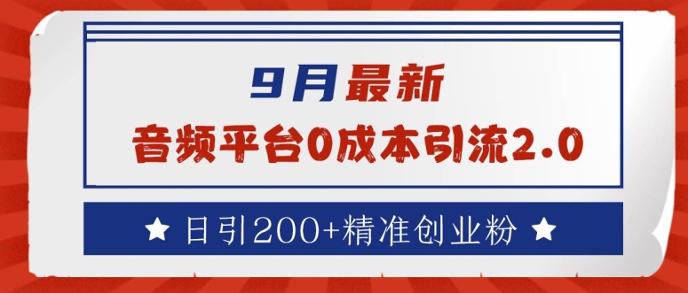9月最新：音频平台0成本引流，日引200+精准创业粉【揭秘】——生财有道创业网-资源-项目-副业-兼职-创业-大叔的库-大叔的库