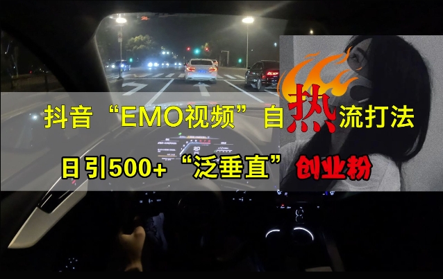 抖音EMO视频自热打法，日引500+“泛垂直”创业粉——生财有道创业项目网-资源-项目-副业-兼职-创业-大叔的库-大叔的库