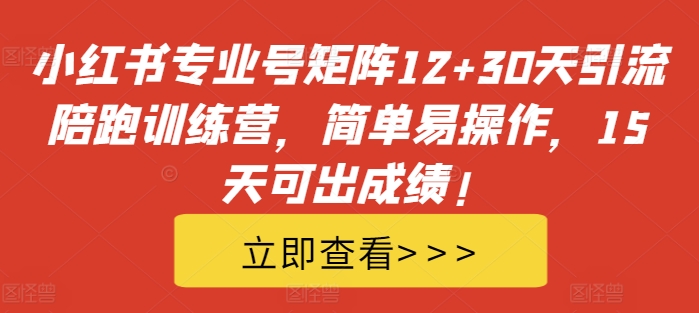 小红书专业号矩阵12+30天引流陪跑训练营，简单易操作，15天可出成绩!——生财有道创业项目网-资源-项目-副业-兼职-创业-大叔的库-大叔的库