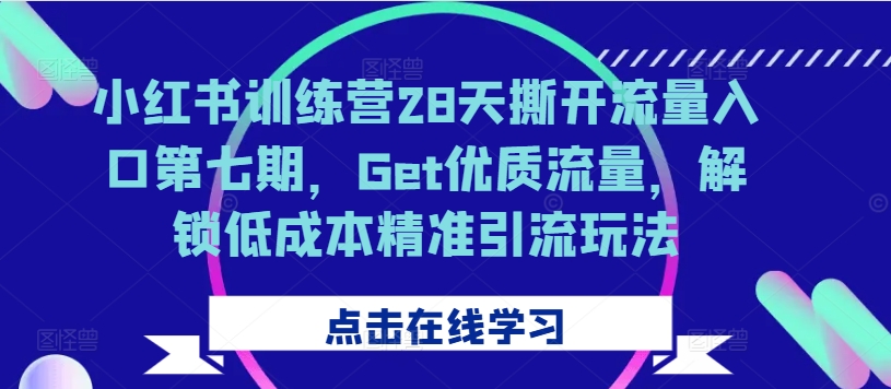 小红书训练营28天撕开流量入口第七期，Get优质流量，解锁低成本精准引流玩法——生财有道创业项目网-资源-项目-副业-兼职-创业-大叔的库-大叔的库