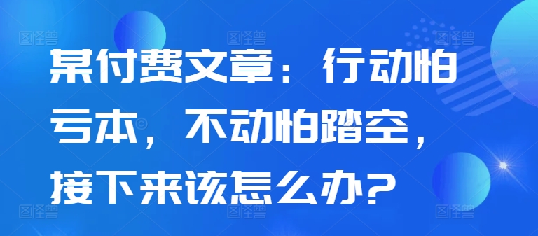 某付费文章：行动怕亏本，不动怕踏空，接下来该怎么办?——生财有道创业项目网-资源-项目-副业-兼职-创业-大叔的库-大叔的库