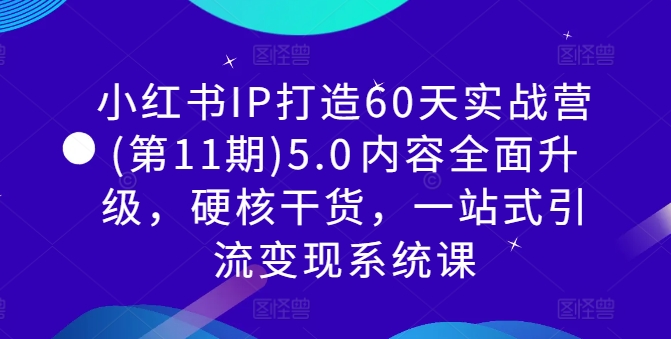 小红书IP打造60天实战营(第11期)5.0​内容全面升级，硬核干货，一站式引流变现系统课——生财有道创业网-资源-项目-副业-兼职-创业-大叔的库-大叔的库