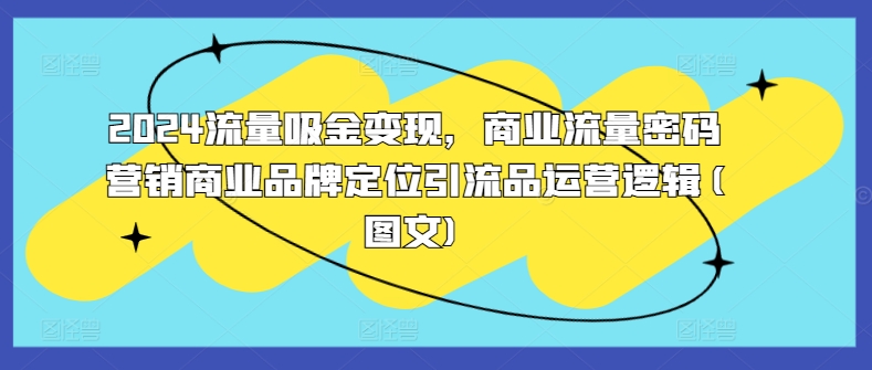 2024流量吸金变现，商业流量密码营销商业品牌定位引流品运营逻辑(图文)——生财有道创业项目网-资源-项目-副业-兼职-创业-大叔的库-大叔的库