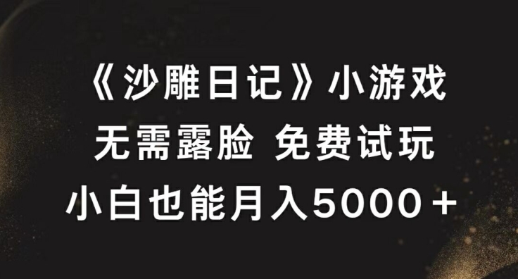 《沙雕日记》小游戏，无需露脸免费试玩，小白也能月入5000+【揭秘】——生财有道创业网-资源-项目-副业-兼职-创业-大叔的库-大叔的库