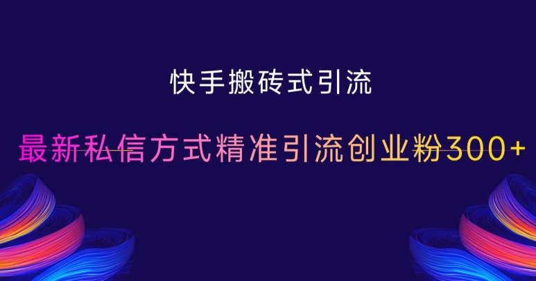 快手搬砖式引流，最新私信方式精准引流创业粉300+_生财有道创业网-资源-项目-副业-兼职-创业-大叔的库-大叔的库