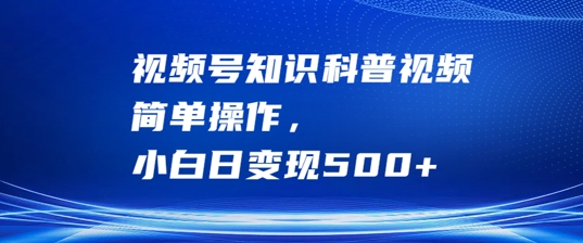 视频号知识科普视频，简单操作，小白日变现500+【揭秘】——生财有道创业网-资源-项目-副业-兼职-创业-大叔的库-大叔的库