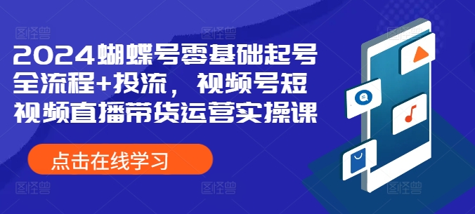 2024蝴蝶号零基础起号全流程+投流，视频号短视频直播带货运营实操课——生财有道创业项目网-资源-项目-副业-兼职-创业-大叔的库-大叔的库
