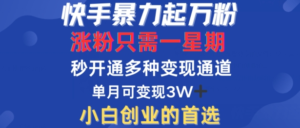 快手暴力起万粉，涨粉只需一星期，多种变现模式，直接秒开万合，单月变现过W【揭秘】——生财有道创业网-资源-项目-副业-兼职-创业-大叔的库-大叔的库