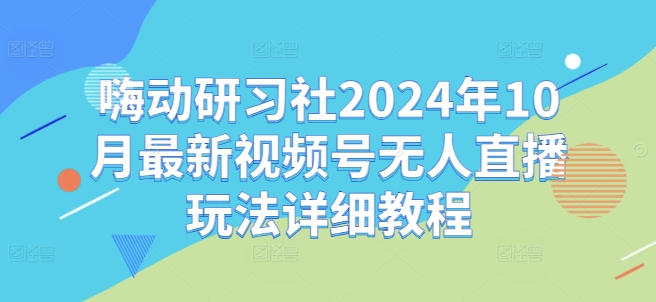 嗨动研习社2024年10月最新视频号无人直播玩法详细教程——生财有道创业项目网-资源-项目-副业-兼职-创业-大叔的库-大叔的库