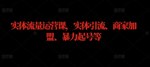实体流量运营课，实体引流、商家加盟、暴力起号等——生财有道创业网-资源-项目-副业-兼职-创业-大叔的库-大叔的库