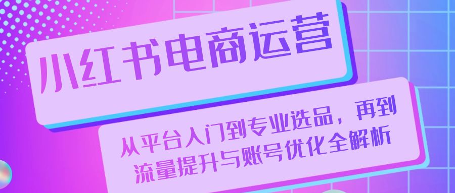 （13043期）小红书电商运营：从平台入门到专业选品，再到流量提升与账号优化全解析_生财有道创业项目网-资源-项目-副业-兼职-创业-大叔的库-大叔的库