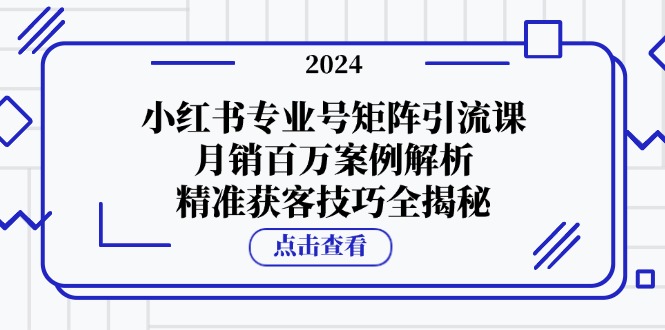 （12943期）小红书专业号矩阵引流课，月销百万案例解析，精准获客技巧全揭秘_生财有道创业项目网-资源-项目-副业-兼职-创业-大叔的库-大叔的库