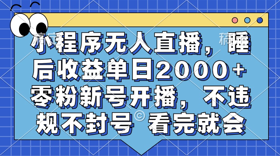 （13251期）小程序无人直播，睡后收益单日2000+ 零粉新号开播，不违规不封号 看完就会_生财有道创业项目网-资源-项目-副业-兼职-创业-大叔的库-大叔的库