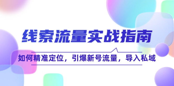 （12382期）线 索 流 量-实战指南：如何精准定位，引爆新号流量，导入私域_生财有道创业网-资源-项目-副业-兼职-创业-大叔的库-大叔的库