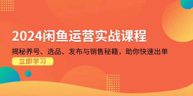 （13290期）2024闲鱼运营实战课程：揭秘养号、选品、发布与销售秘籍，助你快速出单_生财有道创业项目网-资源-项目-副业-兼职-创业-大叔的库-大叔的库