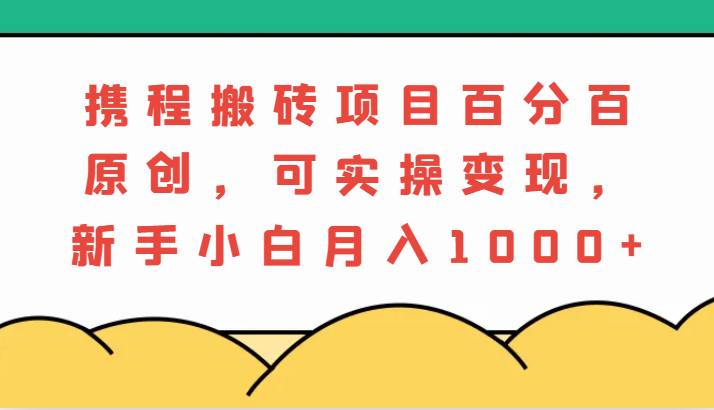 携程搬砖项目，百分百原创，可实操变现，新手小白月入1000+_生财有道创业网-资源-项目-副业-兼职-创业-大叔的库-大叔的库