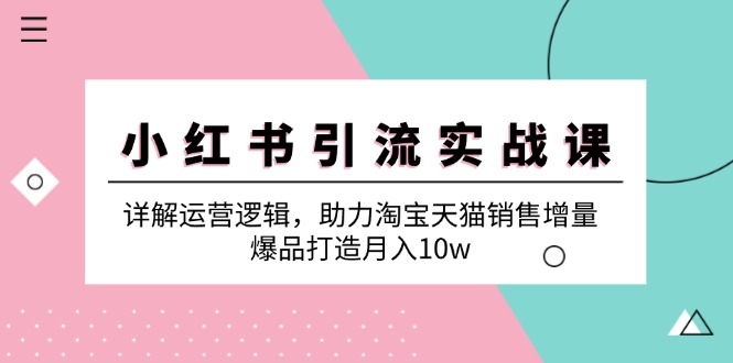 （12809期）小红书引流实战课：详解运营逻辑，助力淘宝天猫销售增量，爆品打造月入10w_生财有道创业项目网-资源-项目-副业-兼职-创业-大叔的库-大叔的库