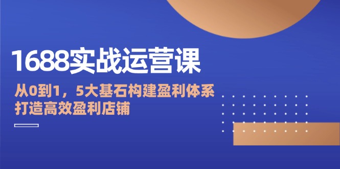 （12482期）1688实战运营课：从0到1，5大基石构建盈利体系，打造高效盈利店铺_生财有道创业网-资源-项目-副业-兼职-创业-大叔的库-大叔的库