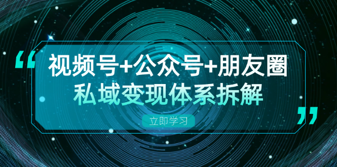 （13174期）视频号+公众号+朋友圈私域变现体系拆解，全体平台流量枯竭下的应对策略_生财有道创业项目网-资源-项目-副业-兼职-创业-大叔的库-大叔的库