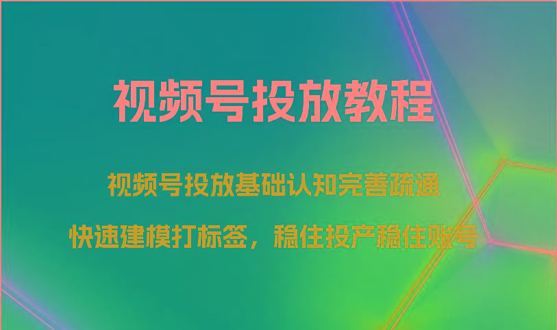 视频号投放教程-视频号投放基础认知完善疏通，快速建模打标签，稳住投产稳住账号_生财有道创业网-资源-项目-副业-兼职-创业-大叔的库-大叔的库