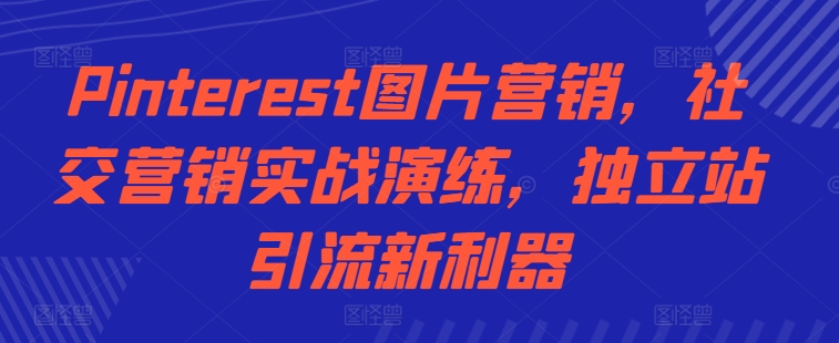 Pinterest图片营销，社交营销实战演练，独立站引流新利器——生财有道创业项目网-资源-项目-副业-兼职-创业-大叔的库-大叔的库