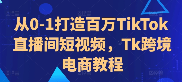 从0-1打造百万TikTok直播间短视频，Tk跨境电商教程——生财有道创业项目网-资源-项目-副业-兼职-创业-大叔的库-大叔的库