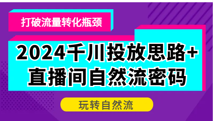 2024千川投放思路+直播间自然流密码，打破流量转化瓶颈，玩转自然流_生财有道创业网-资源-项目-副业-兼职-创业-大叔的库-大叔的库