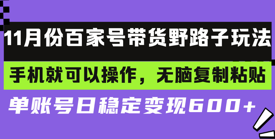 （13281期）百家号带货野路子玩法 手机就可以操作，无脑复制粘贴 单账号日稳定变现…_生财有道创业项目网-资源-项目-副业-兼职-创业-大叔的库-大叔的库
