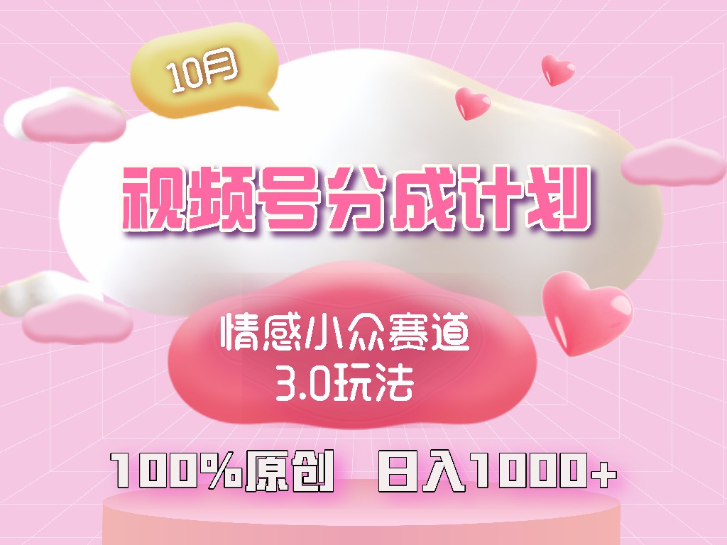 （12939期）视频号情感小众赛道3.0.纯原创视频，每天1小时，小白易上手_生财有道创业项目网-资源-项目-副业-兼职-创业-大叔的库-大叔的库