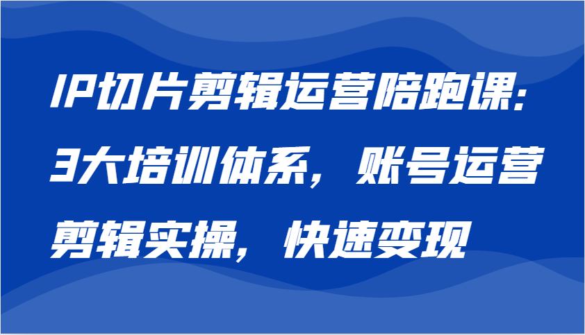 IP切片剪辑运营陪跑课，3大培训体系：账号运营 剪辑实操 快速变现_生财有道创业网-资源-项目-副业-兼职-创业-大叔的库-大叔的库